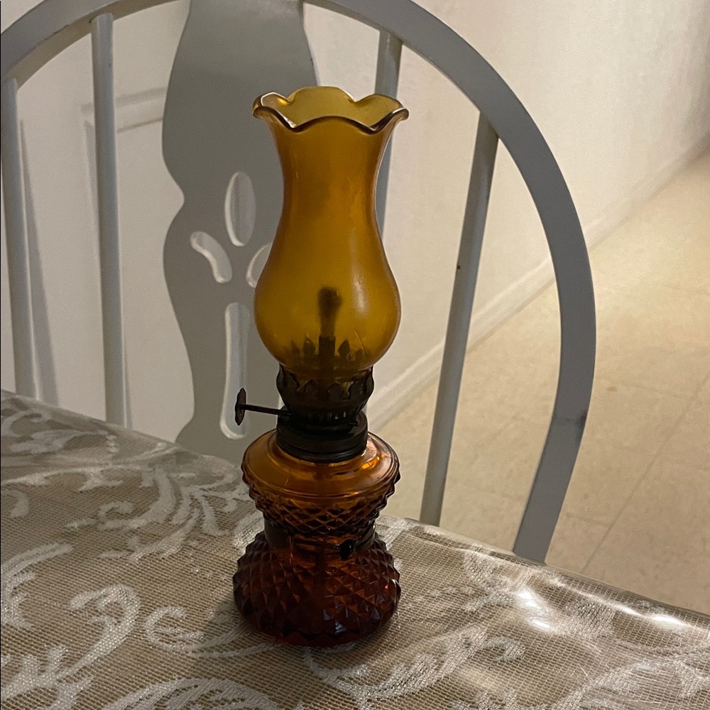 Amber Glass Oil Lamp